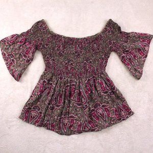 HOLLISTER Paisley Off the Shoulder Top